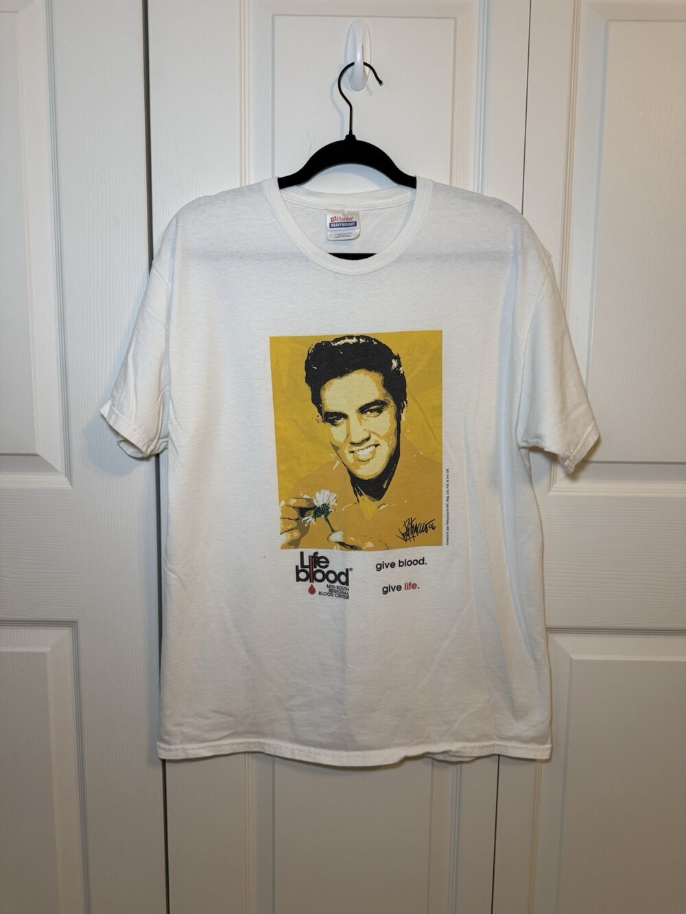 Elvis Presley Life Blood T Shirt Hanes Heavyweight Memphis Blood Center XL
